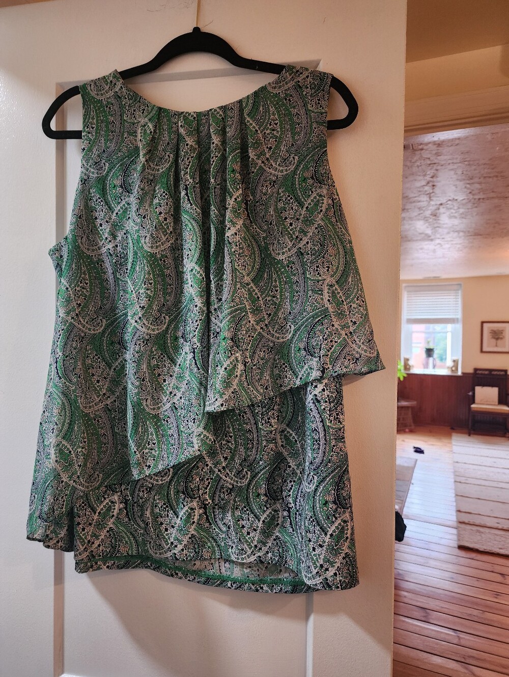 Women's Green Paisley Layered Skirt